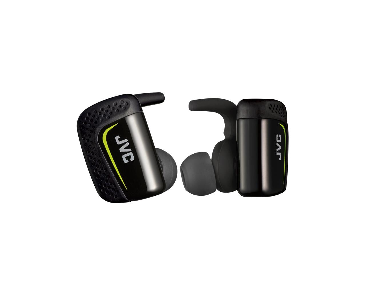 JVC Truly Wireless Earbuds HA-ET90BTHeadphonesWater Resistant IPX5Pivot Motion Fit3-Point Support StructureAllows Ambient Sound with open type earpieceTotal 9h playbackMic & RemoteCharging case pouch suited for runningsupport app for intuitive operationJV
